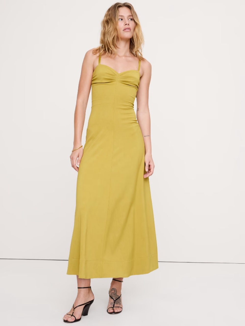 Banana Republic NWT Sateen Sweetheart Maxi Dress - Gilded Green 2 Petite